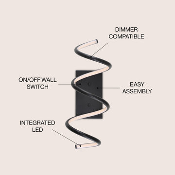 Scribble 7" Modern Metal Integrated LED Vanity Light Sconce